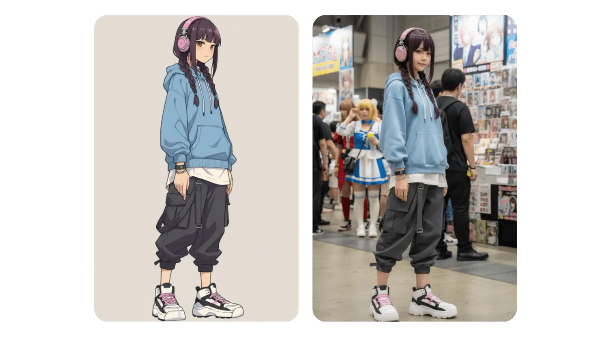 Illustration to real photo conversion preview