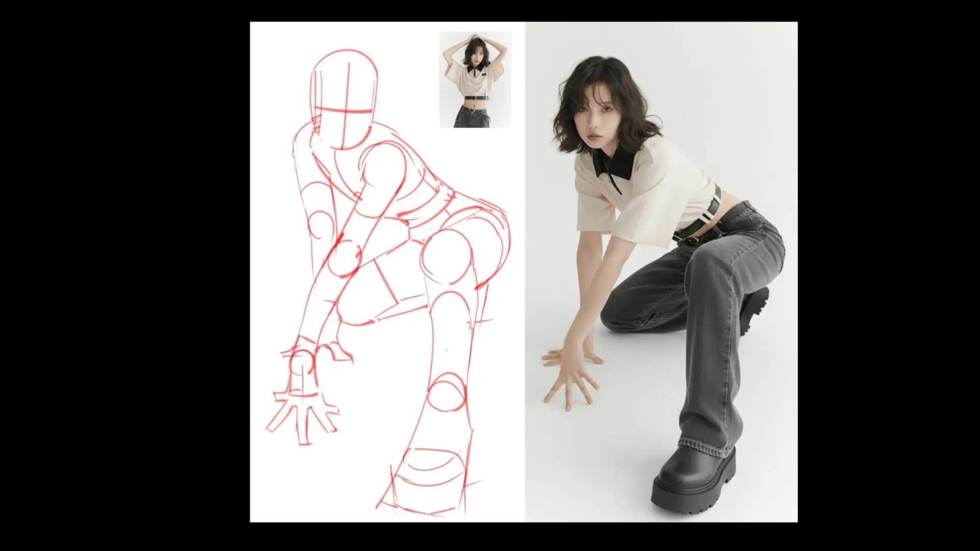 Pose sketch to realistic photo preview